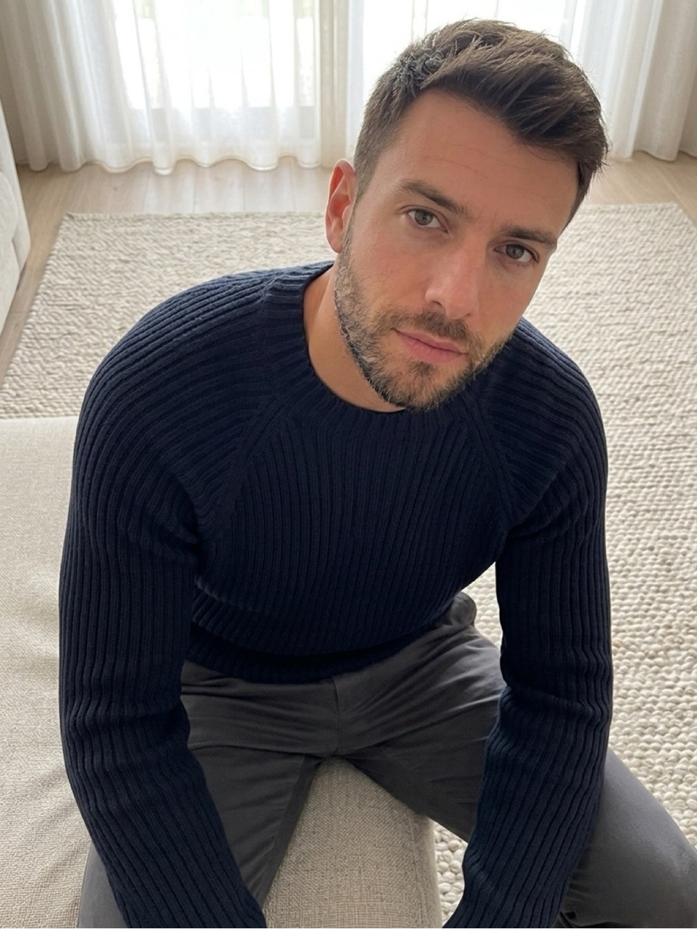St. John's Bay Black Ribbed Crew Neck Sweater Size XL